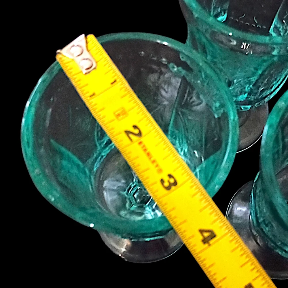 3 Indiana Glass‎ Recollection Goblet Glass Teal Aqua Vintage Beach Cottage House